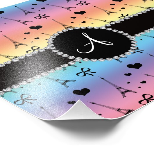 Mongram Regenbogeneiffelturm Fotodruck (Ecke)