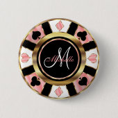 Mongram Rose Poker Chip Design Button (Vorderseite)