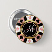 Mongram Rose Poker Chip Design Button (Vorne & Hinten)