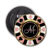 Mongram Rose Poker Chip Design Flaschenöffner (Vorderseite)