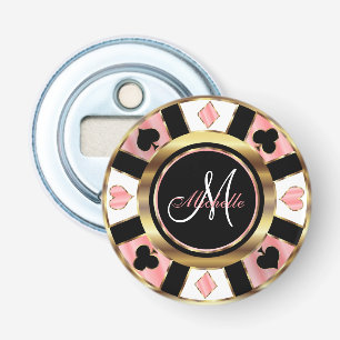 Mongram Rose Poker Chip Design  Flaschenöffner