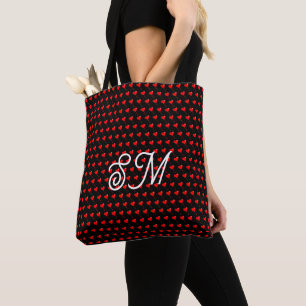 Mongram Rotes Herz Mädchenhaft Ballon Schwarz All  Tasche