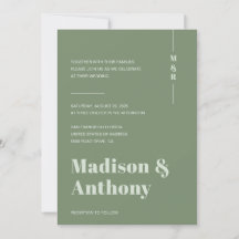 Mongram Sage Green Minimal Wedding