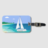 Mongram Sailboat Tropical Beach Gepäckanhänger (Vorderseite (Horizontal))