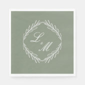 Mongram Script Branch Sage Green Wedding Serviette (Vorderseite)