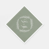 Mongram Script Branch Sage Green Wedding Serviette (Ecke)