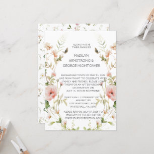 Mongram Soft Pink Floral Wreath Wedding Einladung