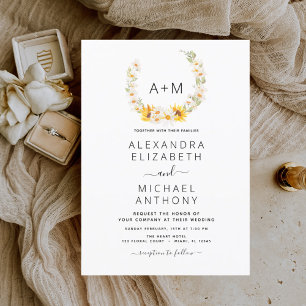 Mongram Sonnenblume Daisy Greenerenerity Wedding Flyer