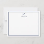 Mongram Stationery Cards für Navy Script Einladung (Vorderseite)