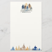 Mongram Stationery Paper Rustic Evergreen Trees Briefpapier (Vorderseite)