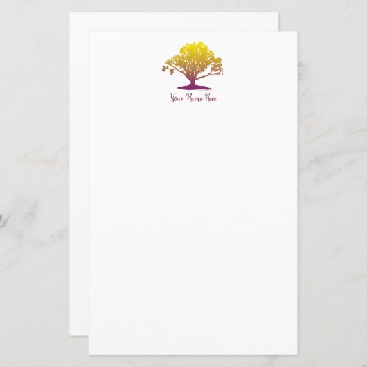 Mongram Stationery Sheet "Eleganter Baum des Leben (Vorne/Hinten)
