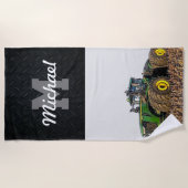 Mongram Traktor Farm Tillage Men Equipment Strandtuch (Vorderseite)