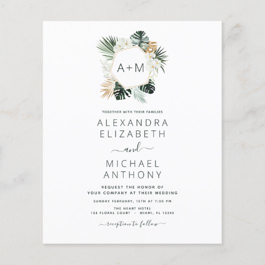 Mongram Tropical Emerald Green Wedding Fly Flyer (Vorne)