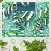Mongram Tropical Greenerenerity Muster Monstera Le Geschirrtuch (Gefaltet)