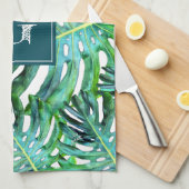 Mongram Tropical Greenerenerity Muster Monstera Le Geschirrtuch (Viertel Falte)