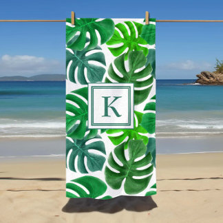Mongram Tropical Palm Leaf Muster Strandtuch