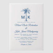 Mongram Tropical Palm Tree Formal Beach Wedding Pergament Einladungen (Vorderseite)