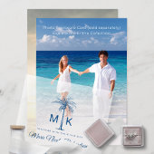 Mongram Tropical Palm Tree Formal Beach Wedding Pergament Einladungen
