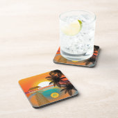 Mongram Tropical Paradise Ocean Sunset Getränkeuntersetzer (Rechte Seite)