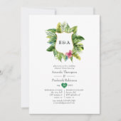 Mongram Tropical Summer Beach Wedding Einladung (Vorderseite)