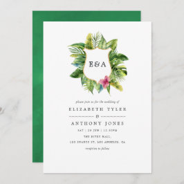 Mongram Tropical Summer Beach Wedding Einladung