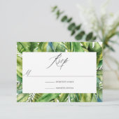 Mongram Tropical Summer Beach Wedding RSVP Karte (Stehend Vorderseite)