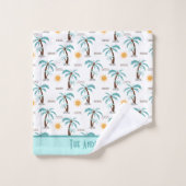 Mongram Tropical Summer Palm Trees Sunshine Beach Badhandtuch Set (Waschlappen)