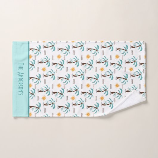 Mongram Tropical Summer Palm Trees Sunshine Beach Badhandtuch Set (Handtuch)