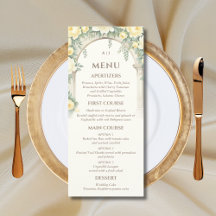 Mongram Vintag Floral Italian Arch Wedding Menu