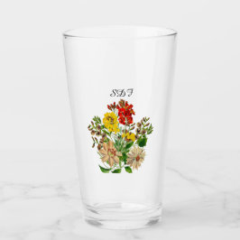 Mongram Vintage Blume Bouquet Glass Cup Glas