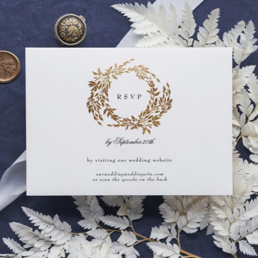 Mongram Wappen Classic Elegant Wedding Website RSVP Karte