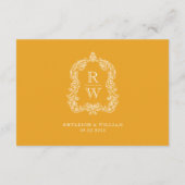 Mongram Wappen Marigold Yellow Wedding Details Begleitkarte (Rückseite)