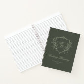 Mongram Wappen Olive Sage Hochzeitsplaner Notizblock (Innenseite)
