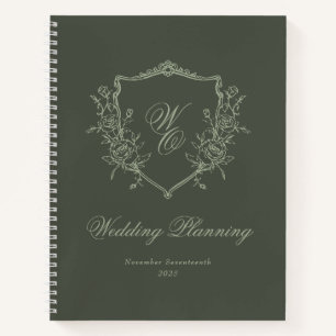 Mongram Wappen Olive Sage Hochzeitsplaner Notizblock