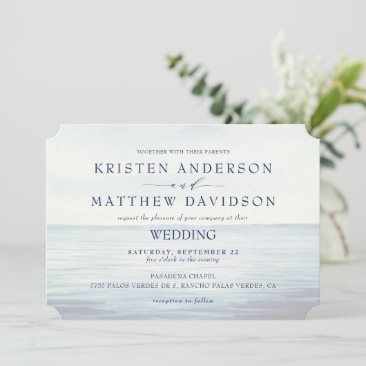 Mongram Wasserfarbeneisen-Anker-Hochzeit Einladung (Stehend Vorderseite)