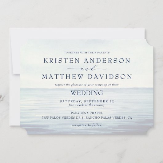 Mongram Wasserfarbeneisen-Anker-Hochzeit Einladung (Vorderseite)