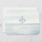Mongram Wasserfarbeneisen-Anker-Hochzeit Einladung (Rückseite)