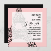 Mongram Wedding Einladung Paris Rosa (Vorne/Hinten)