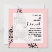 Mongram Wedding Einladung Paris Rosa (Vorderseite)
