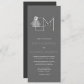 Mongram Wedding Einladung von Veil & Bow Krawatte (Vorne/Hinten)