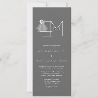 Mongram Wedding Einladung von Veil & Bow Krawatte
