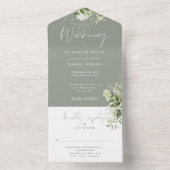 Mongram Wedding Green Botanical Greenerity All In One Einladung (Innen Boden)