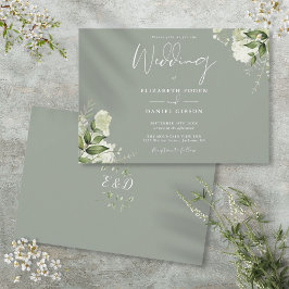 Mongram Wedding Green Botanical Greenerity Einladung