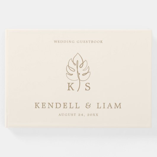 Mongram Wedding Logo Monstera Gästebuch (Vorderseite)