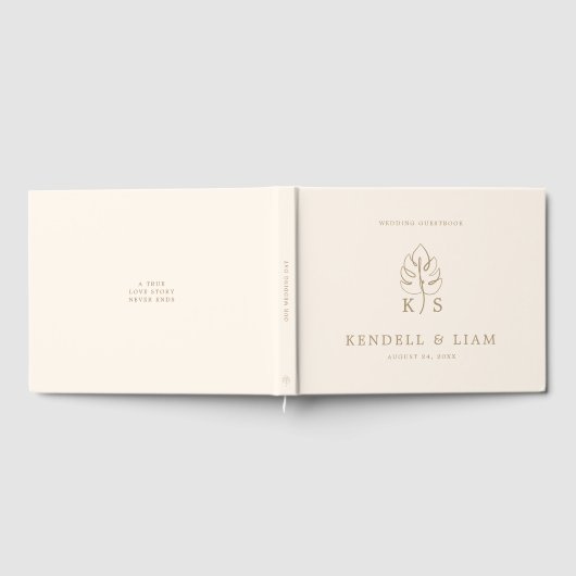 Mongram Wedding Logo Monstera Gästebuch (Voll)