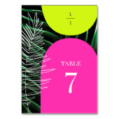 Mongram Wedding Tropical Neon Arches Palm Tree Tischnummer (Vorderseite)