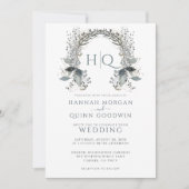 Mongram Wedding Wreath Wedding Einladung (Vorderseite)