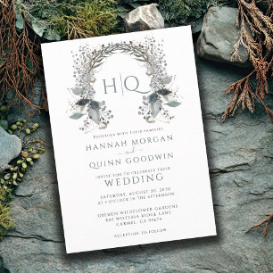 Mongram Wedding Wreath Wedding Einladung