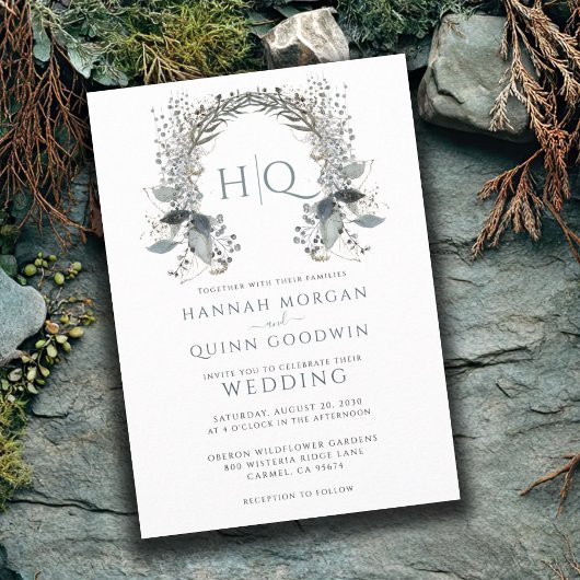 Mongram Wedding Wreath Wedding Einladung