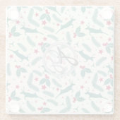 Mongram Weihnachtsdekor Stag Holly Folk Glasuntersetzer (Rückseite)